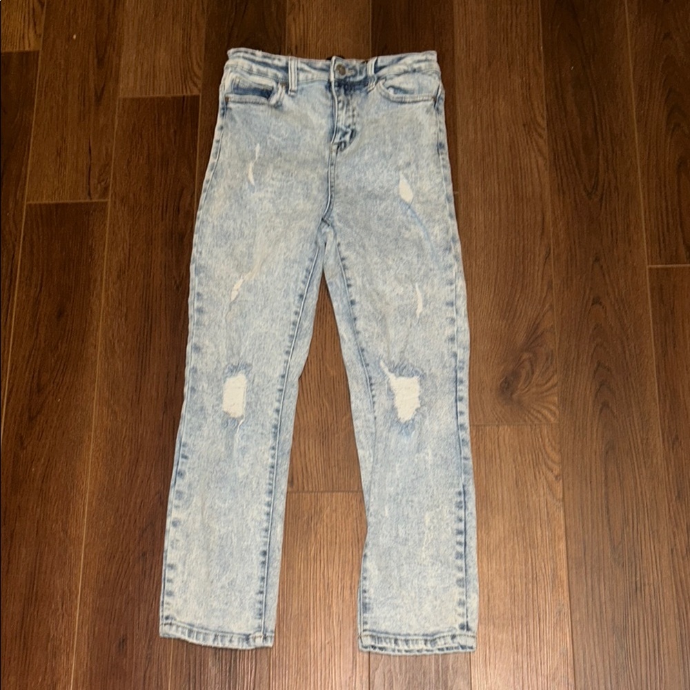 Distressed Light Wash Denim Jeans